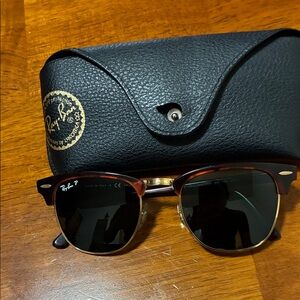 Ray-Ban Tortoiseshell and Gold Clubmaster Sunglasses with Black Case